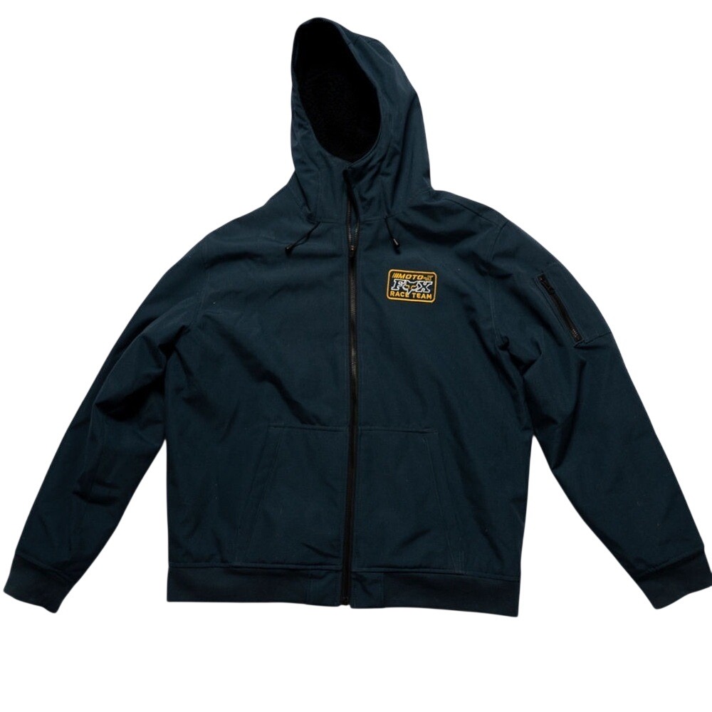 Fox Racing Moto-X Navy Machinists Bomber Coat Hood Men's Xxl, Quilted Lining Euc